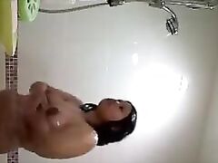 Showering Asian Girlfriend.