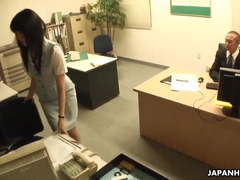 Asian babe getting fucked on the office table